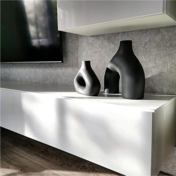 H&M Home Stoneware Modern Irregular Black Ceramic Vase Decor - Picture 4 of 10